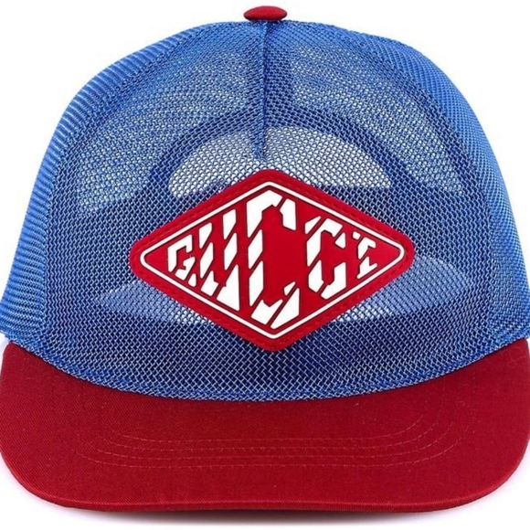 Gucci Baseball hat in Cotton Mesh Snapback unisex Cap, Blue/red - Picture 3 of 8